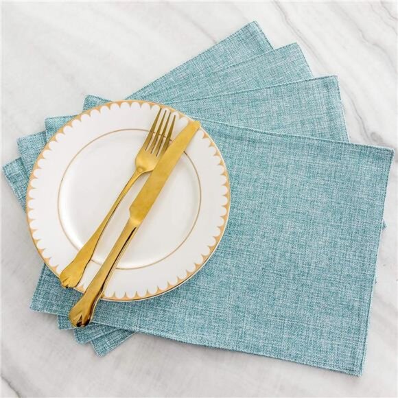 Cloth Placemats Set of 4 for Holiday Dinner Linen Placemat Heat Resistant - Picture 6 of 7
